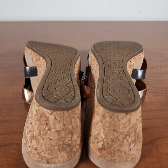 Stylish Women's Wedge Sandals - Bronze and Black - Picture 11 of 12